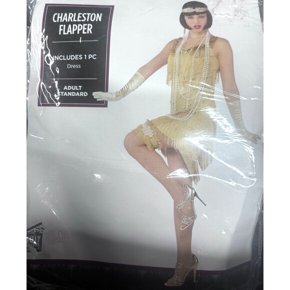 Charleston Flapper Cutie Costume Roaring 20s Gangster Adult Standard Halloween - Picture 1 of 6